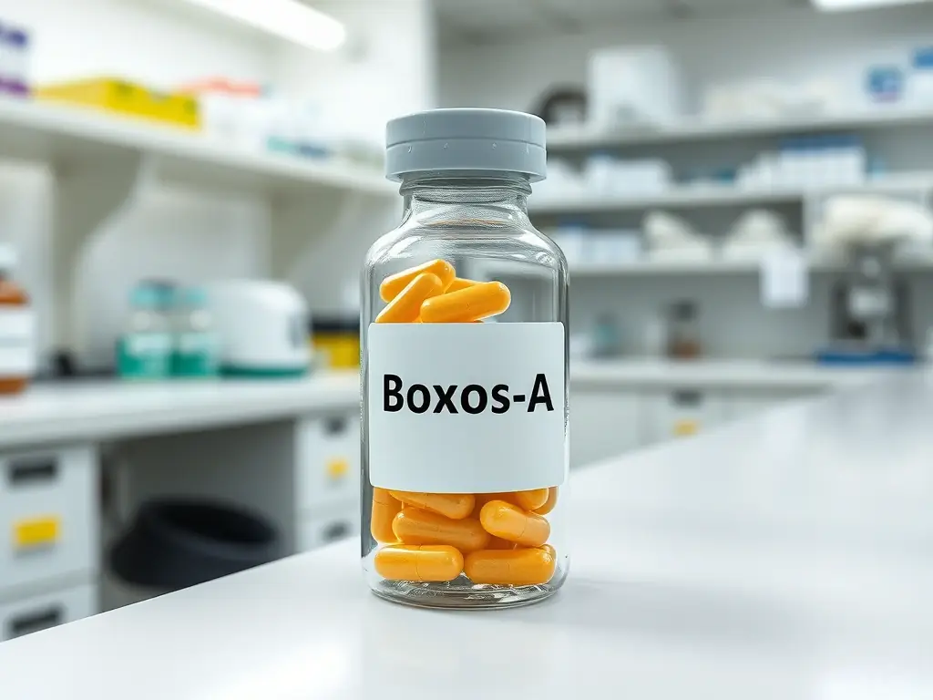 A visually appealing image of Alpha-Lipoic Acid (ALA) capsules, with a focus on its antioxidant properties. The background is a clean, modern laboratory setting.
